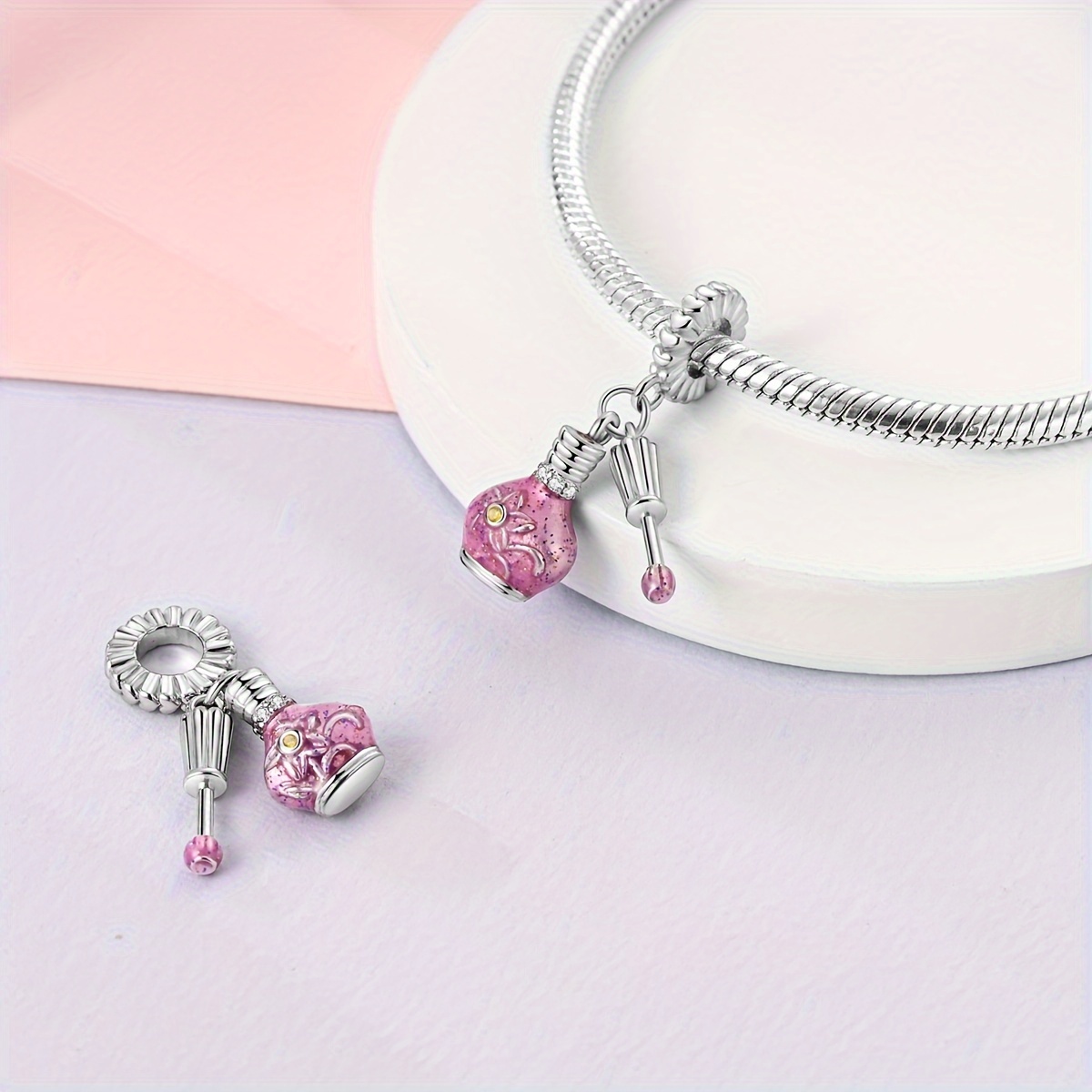 Copper Silver-Plated Nail Polish Bottle Pendant Charm